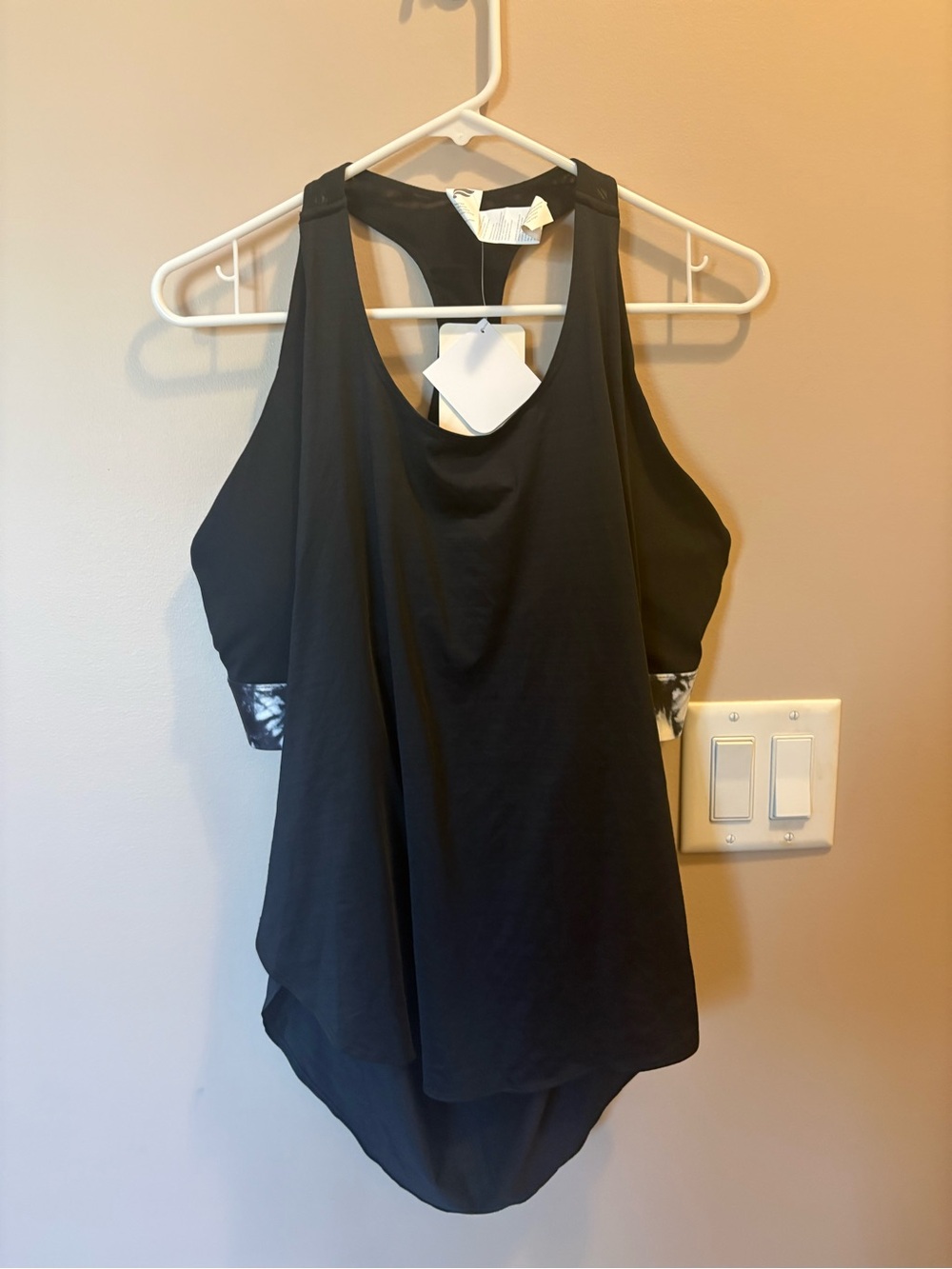 Fabletics Black Racerback Tank with Tie-Back Detail